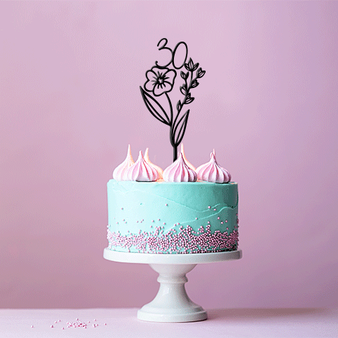 Topper Handwritten Number Botanical