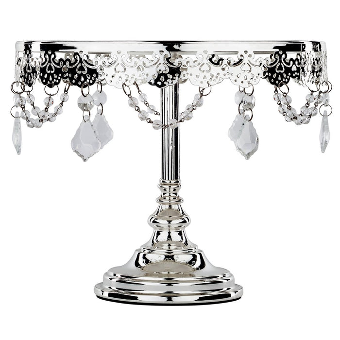 CAKE STAND CRYSTAL SILVER PLATED 10"