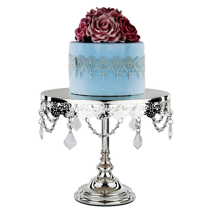 CAKE STAND CRYSTAL SILVER PLATED 10"