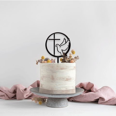 Topper Plain Cross With Dove In Circle