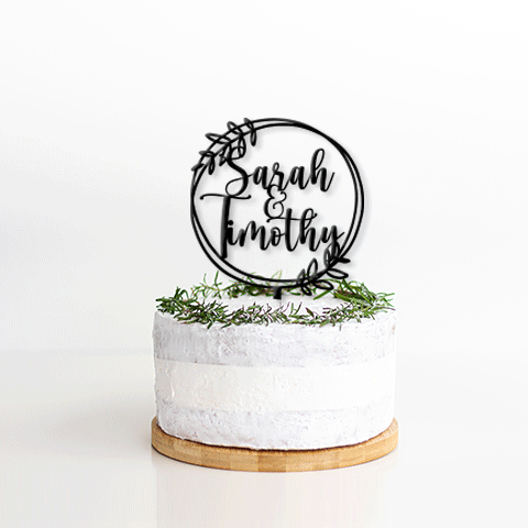 Topper Handwritten Double Name Rustic Wreath