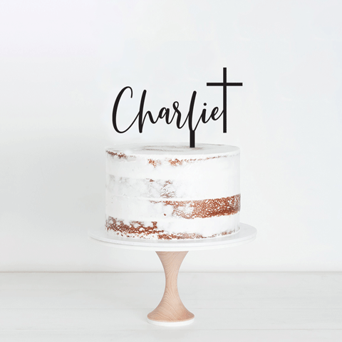 Topper Handwritten Name With Cross