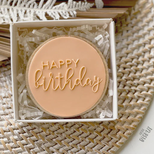 Debosser Plate 'Little Biskut' Happy Birthday Cursive