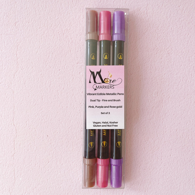 More Metallic Edible Markers - Pink, Purple, Rose Gold