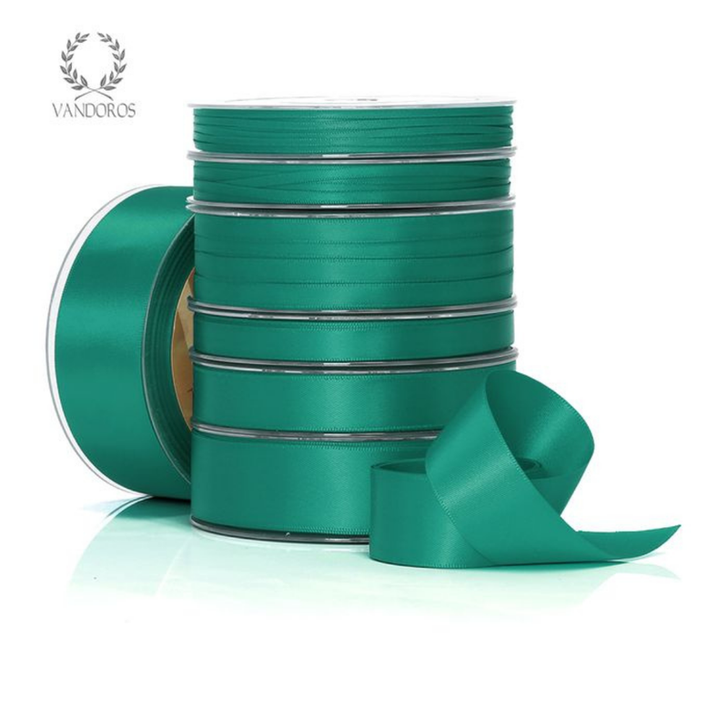 RIBBON POLY SATIN JADE ROLL 25MM