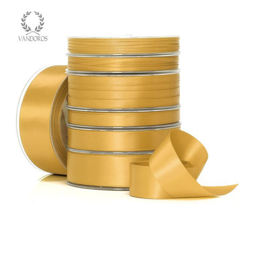 RIBBON POLY SATIN ANTIQUE GOLD ROLL 15MM