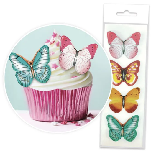 Edible Wafer Cupcake Toppers 16pc Mixed Butterfly