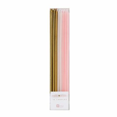 CANDLES PINK TALL 16PC