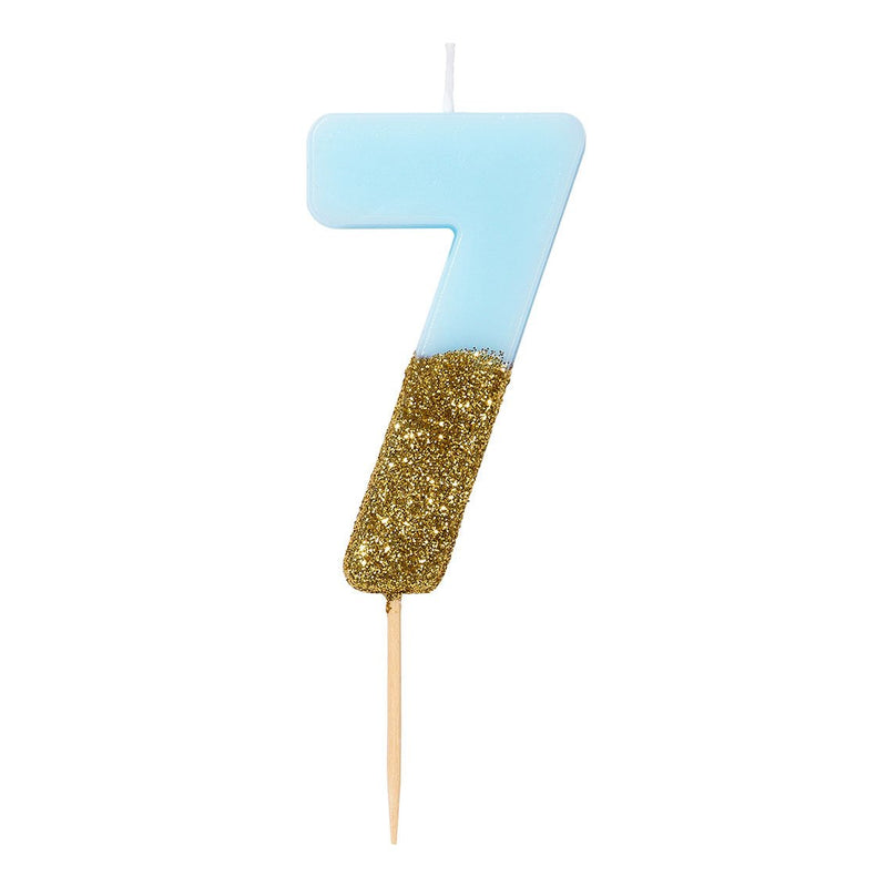 Dipped Number Candle Blue #7 *Clearance*
