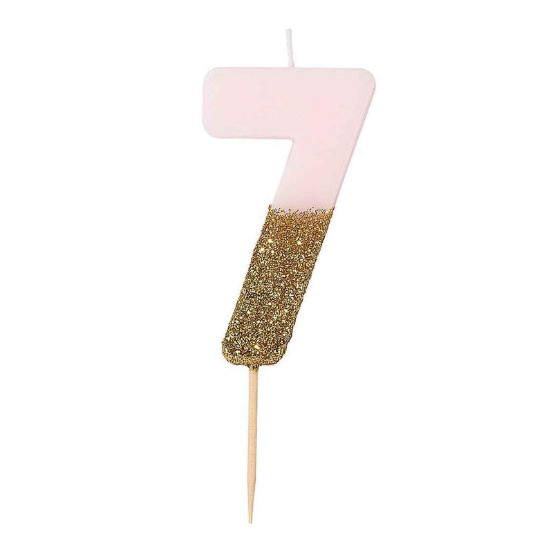 Dipped Number Candle Pink #7 *Clearance*