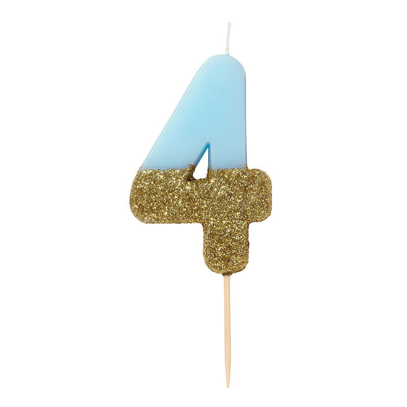 Dipped Number Candle Blue #4 *Clearance*