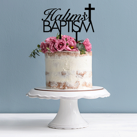 Topper Script Name Block Baptism With Cross Option