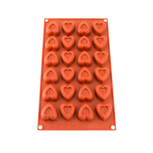 Silicone Mould Dimpled Heart 24 Hole