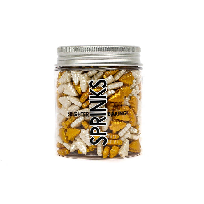 Sprinkles Shapes Trees All I Want For Christmas Gold & White 85g