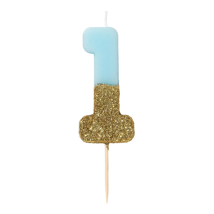Dipped Number Candle Blue #1