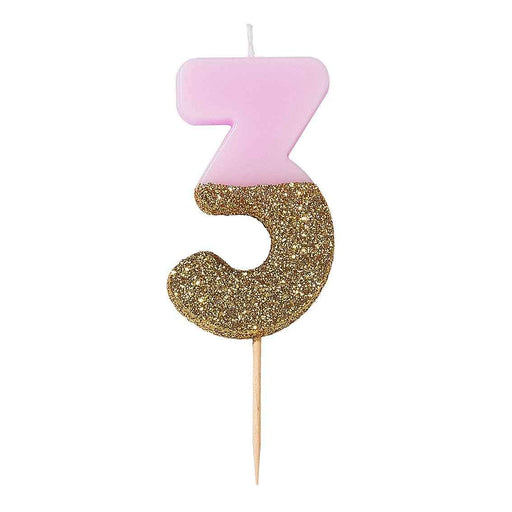 Dipped Number Candle Pink #3