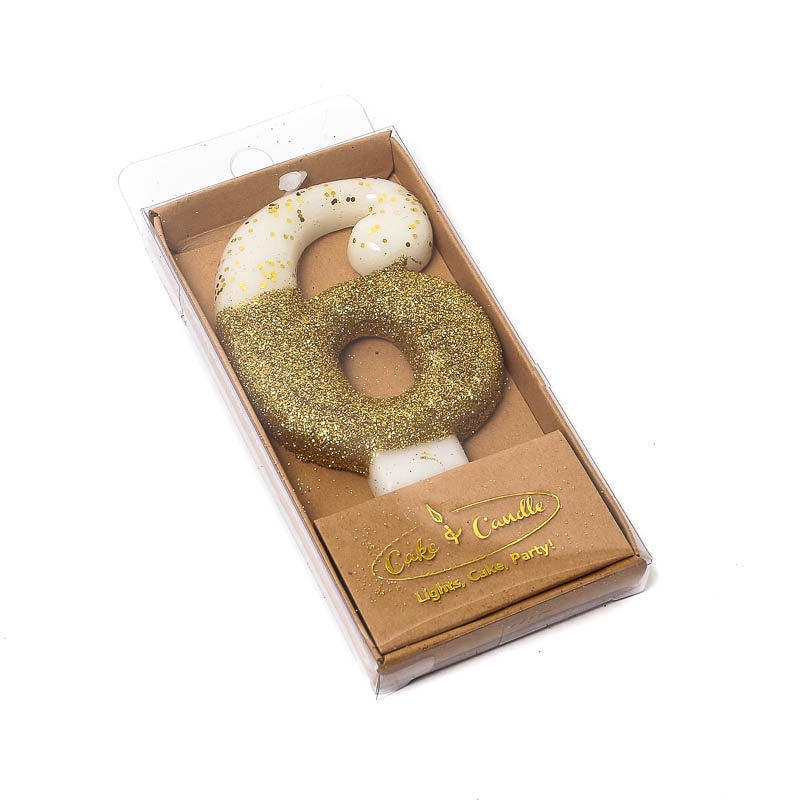 Dipped Number Candle Gold #6