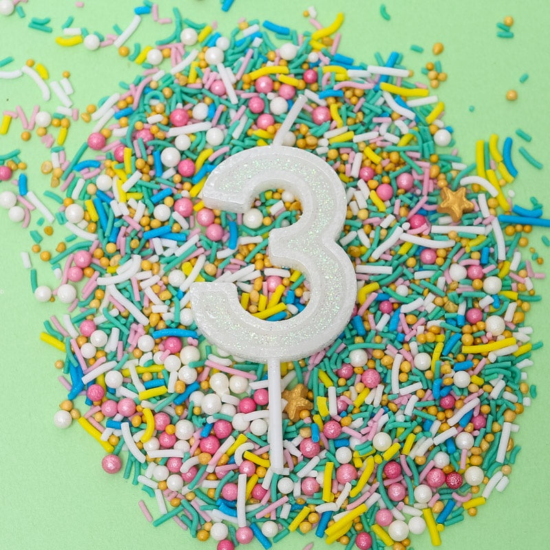 Mini Glitter Candle White 3