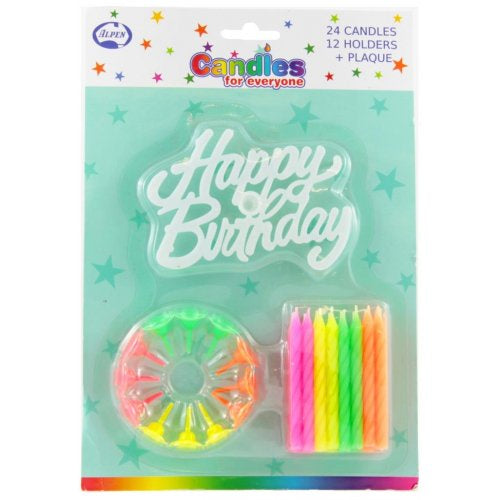 Candle Happy Birthday Neon & Plaque