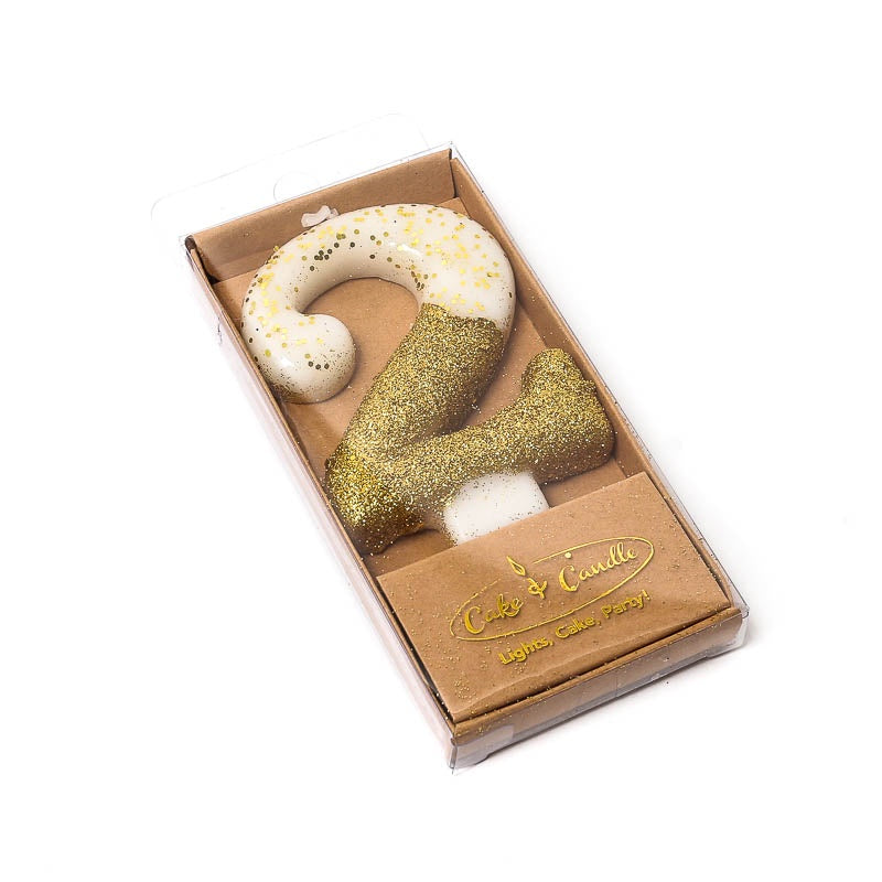 Dipped Number Candle Gold #2