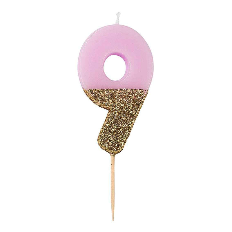 Dipped Number Candle Pink #9 *Clearance*