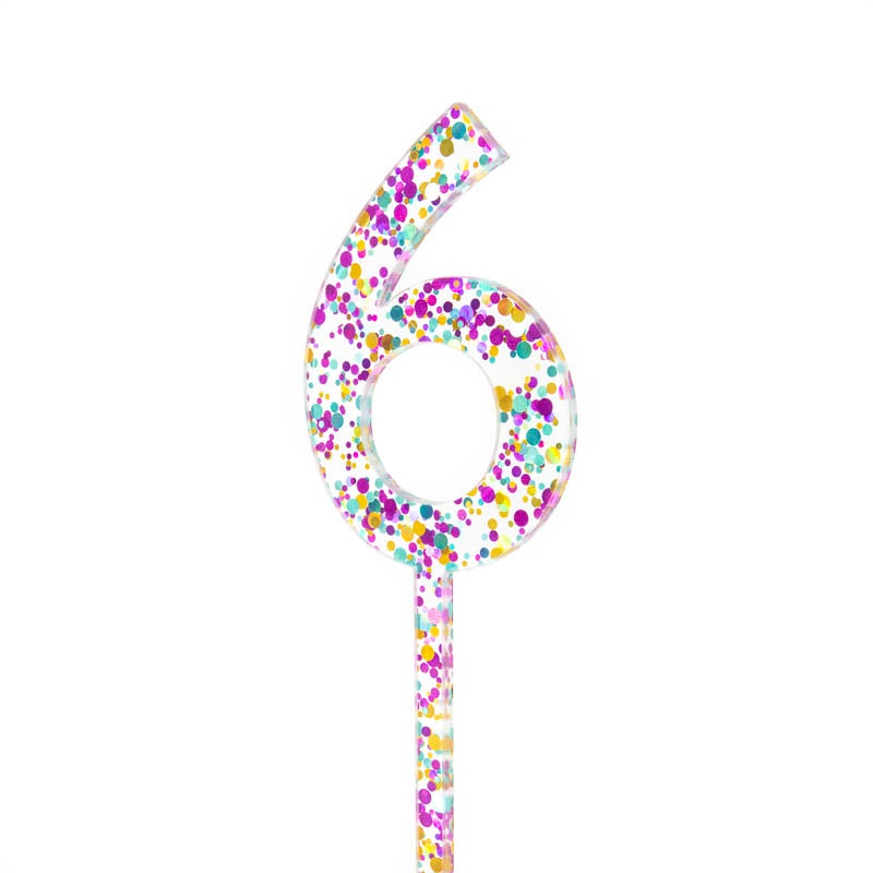 CAKE TOPPER RAINBOW GLITTER NUMBER 6 — Cakers Warehouse