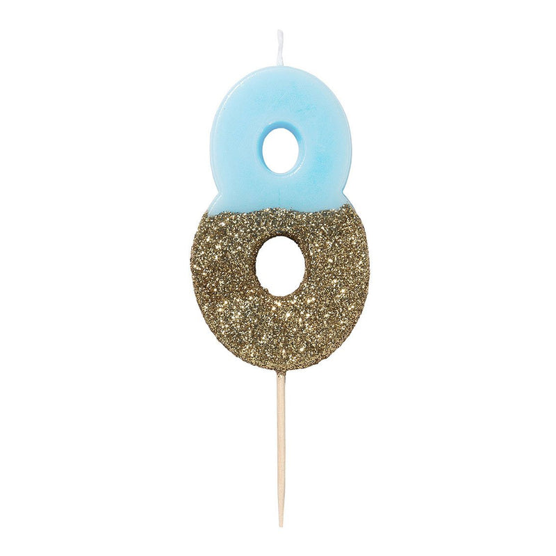 Dipped Number Candle Blue #8 *Clearance*