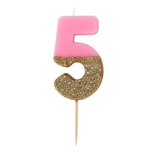 Dipped Number Candle Pink #5