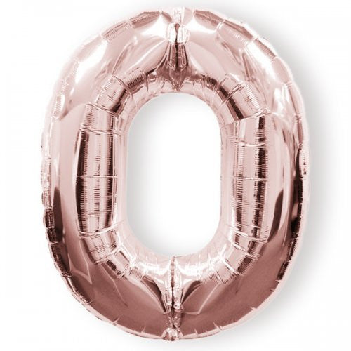Number Balloon Rose Gold 34in #0 *Clearance*