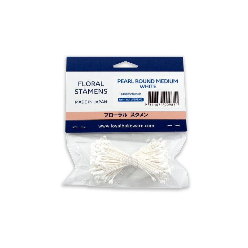 Stamen Round Medium Pearl White 144pc