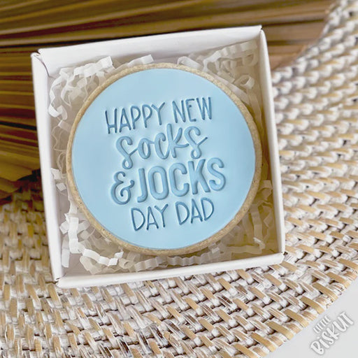 STAMP EMBOSSER 'LITTLE BISKUT' HAPPY NEW SOCKS & JOCKS DAY DAD