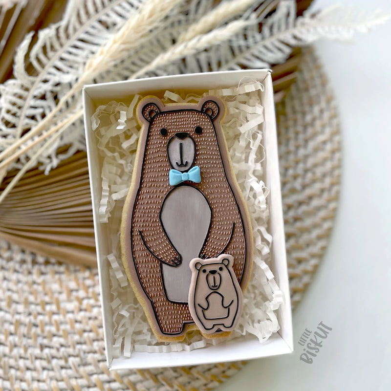 Stamp Debosser With Cutter 'Little Biskut' Bear And Cub