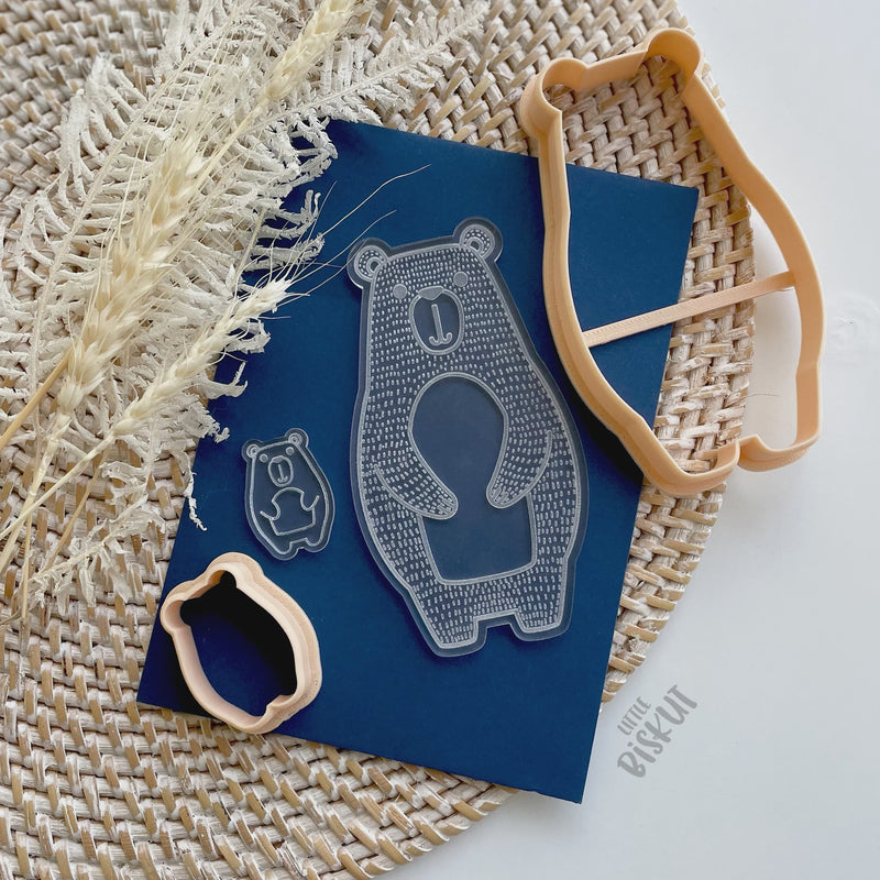 Stamp Debosser With Cutter 'Little Biskut' Bear And Cub
