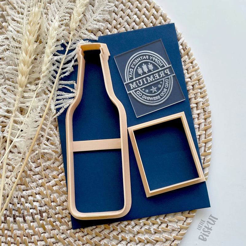 Stamp Debosser With Cutter 'Little Biskut' Hoppy Fathers Day Beer Bottle